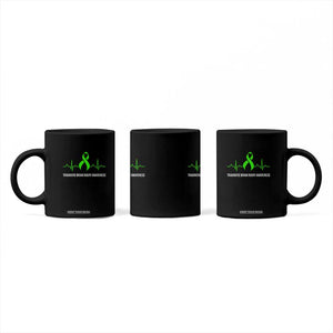 Traumatic Brain Injury Awareness Coffee Mug TBI Warrior Heartbeat Green Ribbon TS02 Print Your Wear