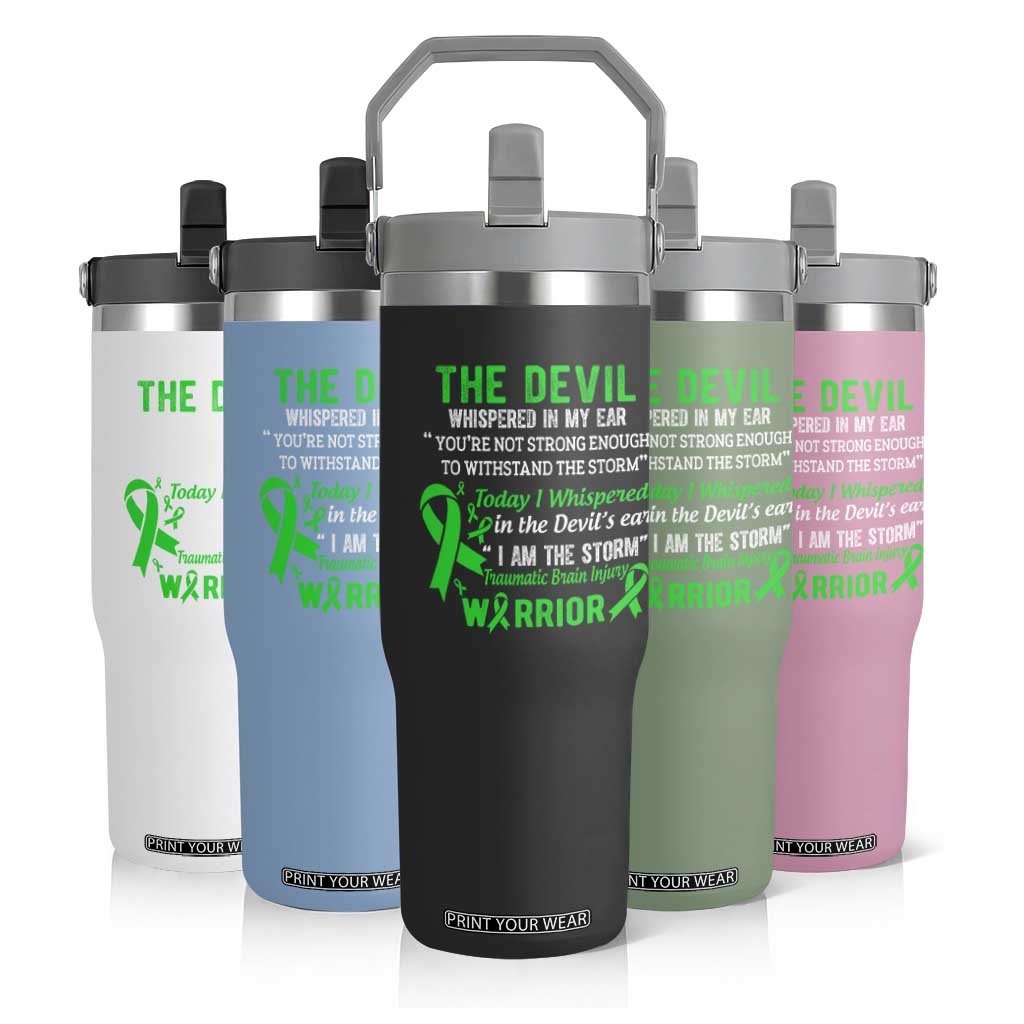 Traumatic Brain Injury Awareness Flip Straw Tumbler I Am The Storm TBI Warrior TS02 Print Your Wear