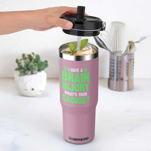 Traumatic Brain Injury Awareness Flip Straw Tumbler I Have A Brain Injury What's Your Excuse TBI Warrior TS02 One Size: 30 oz Light Pink Print Your Wear
