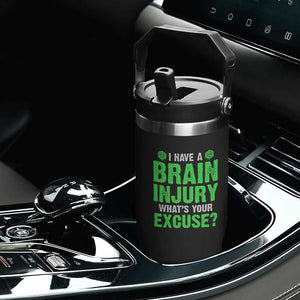 Traumatic Brain Injury Awareness Flip Straw Tumbler I Have A Brain Injury What's Your Excuse TBI Warrior TS02 Print Your Wear