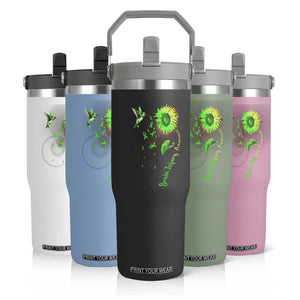 Traumatic Brain Injury Awareness Flip Straw Tumbler Sunflower Hummingbird TS02 Print Your Wear