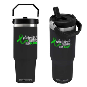 Traumatic Brain Injury Awareness Flip Straw Tumbler TBI Survivor TS02 One Size: 30 oz Black Print Your Wear