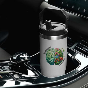 Traumatic Brain Injury Awareness Flip Straw Tumbler TBI Warrior Green Floral Brain TS02 Print Your Wear