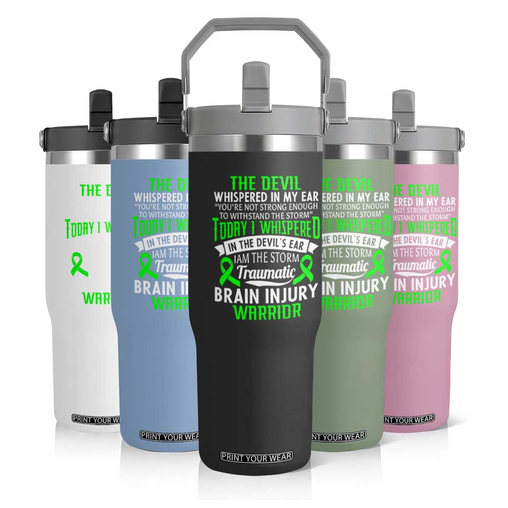 Traumatic Brain Injury Awareness Flip Straw Tumbler TBI Warrior I Am The Storm TS02 Print Your Wear