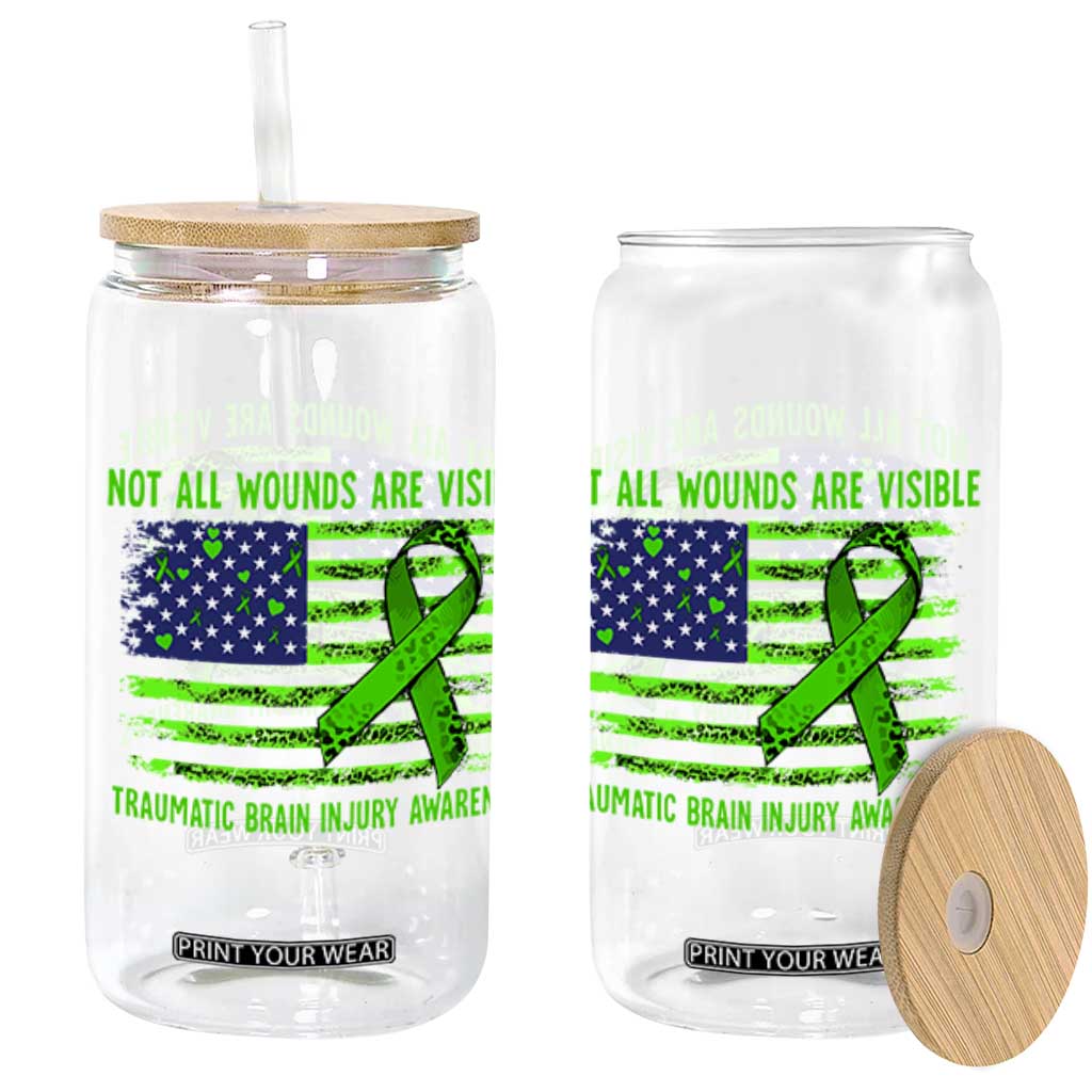 Traumatic Brain Injury Awareness Glass Can Not All Wounds Are Visible TBI Warrior American Flag TS02 White Print Your Wear