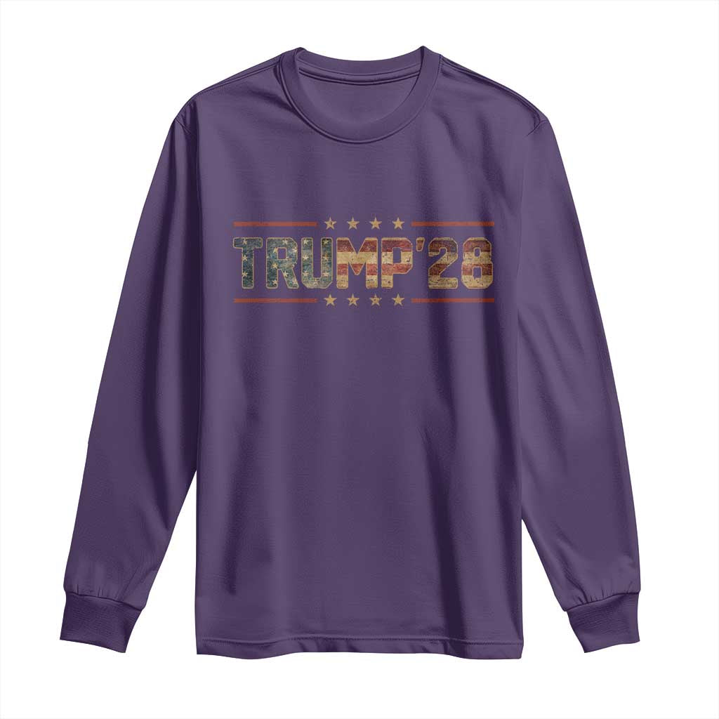 Trump 2028 Long Sleeve Shirt Vote Trump Vintage America US Flag TS11 Purple Print Your Wear