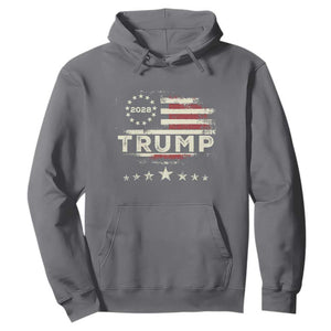 Trump 2028 President Hoodie Vintage American Flag Election Campaign TS11 Charcoal Print Your Wear