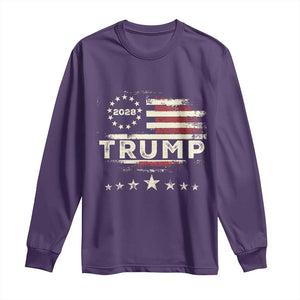 Trump 2028 President Long Sleeve Shirt Vintage American Flag Election Campaign TS11 Purple Print Your Wear