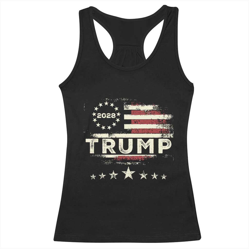 Trump 2028 President Racerback Tank Top Vintage American Flag Election Campaign TS11 Black Print Your Wear