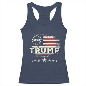 Trump 2028 President Racerback Tank Top Vintage American Flag Election Campaign TS11 Navy Print Your Wear