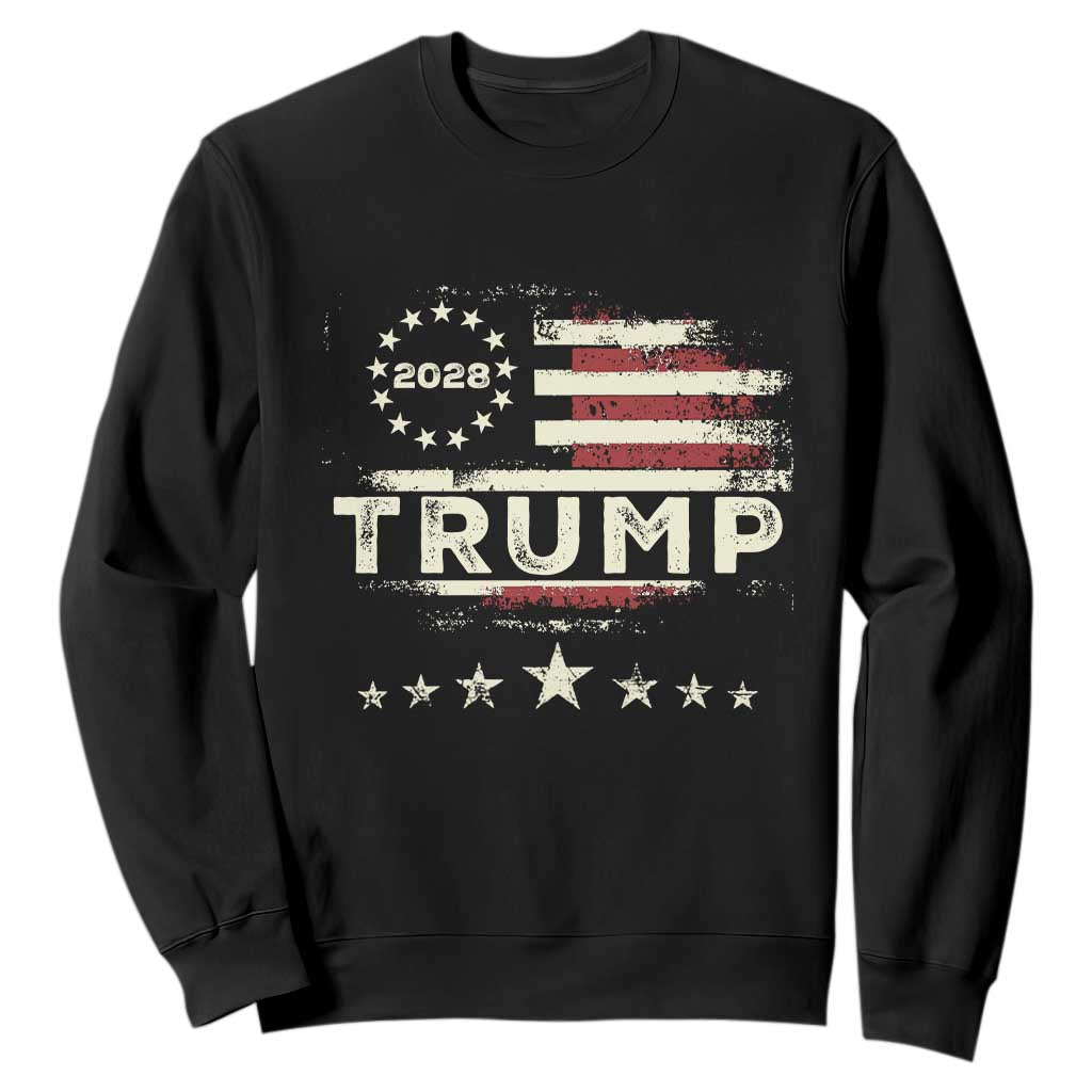 Trump 2028 President Sweatshirt Vintage American Flag Election Campaign TS11 Black Print Your Wear