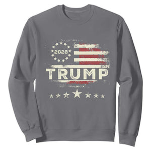 Trump 2028 President Sweatshirt Vintage American Flag Election Campaign TS11 Charcoal Print Your Wear