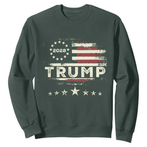 Trump 2028 President Sweatshirt Vintage American Flag Election Campaign TS11 Dark Forest Green Print Your Wear