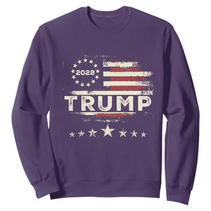 Trump 2028 President Sweatshirt Vintage American Flag Election Campaign TS11 Purple Print Your Wear
