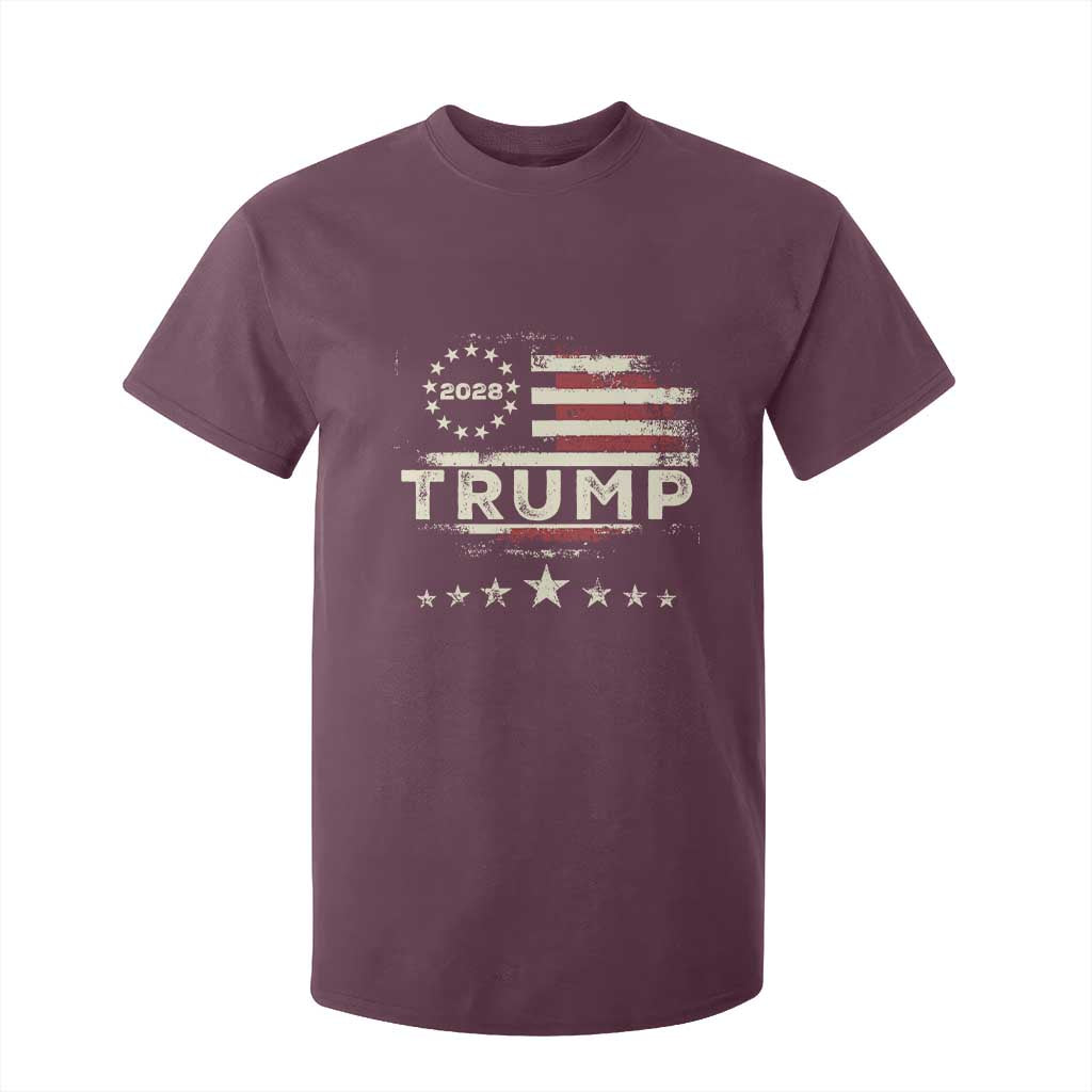 Trump 2028 President T Shirt For Kid Vintage American Flag Election Campaign TS11 Maroon Print Your Wear