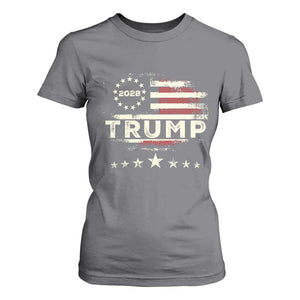 Trump 2028 President T Shirt For Women Vintage American Flag Election Campaign TS11 Charcoal Print Your Wear