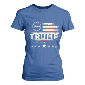 Trump 2028 President T Shirt For Women Vintage American Flag Election Campaign TS11 Royal Blue Print Your Wear