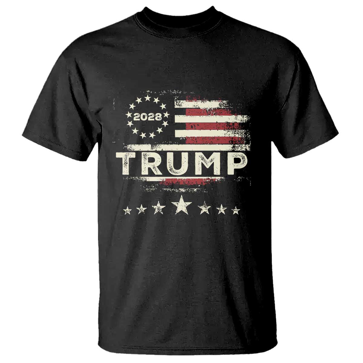 Trump 2028 President T Shirt Vintage American Flag Election Campaign TS11 Black Print Your Wear