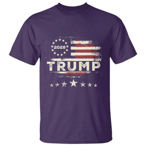 Trump 2028 President T Shirt Vintage American Flag Election Campaign TS11 Purple Print Your Wear