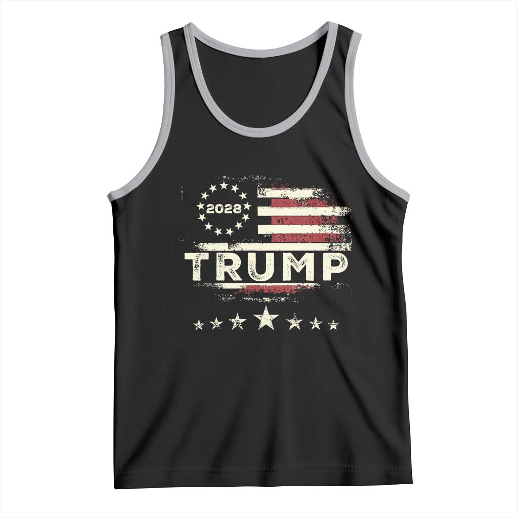 Trump 2028 President Tank Top Vintage American Flag Election Campaign TS11 Black Athletic Heather Print Your Wear
