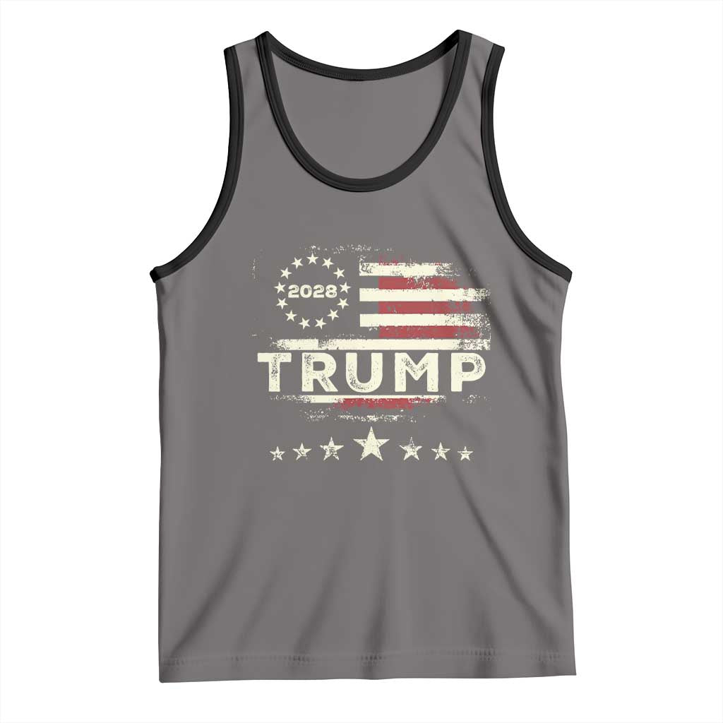 Trump 2028 President Tank Top Vintage American Flag Election Campaign TS11 Deep Heather Black Print Your Wear