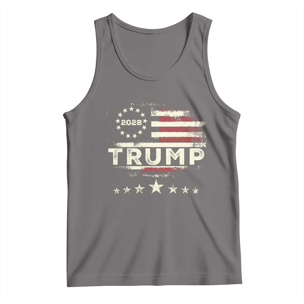 Trump 2028 President Tank Top Vintage American Flag Election Campaign TS11 Deep Heather Print Your Wear