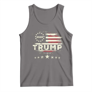 Trump 2028 President Tank Top Vintage American Flag Election Campaign TS11 Deep Heather Print Your Wear