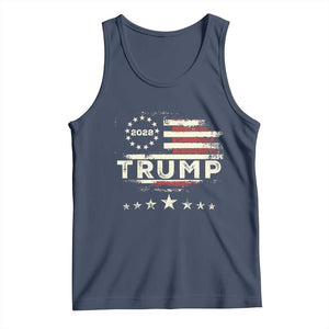 Trump 2028 President Tank Top Vintage American Flag Election Campaign TS11 Navy Print Your Wear