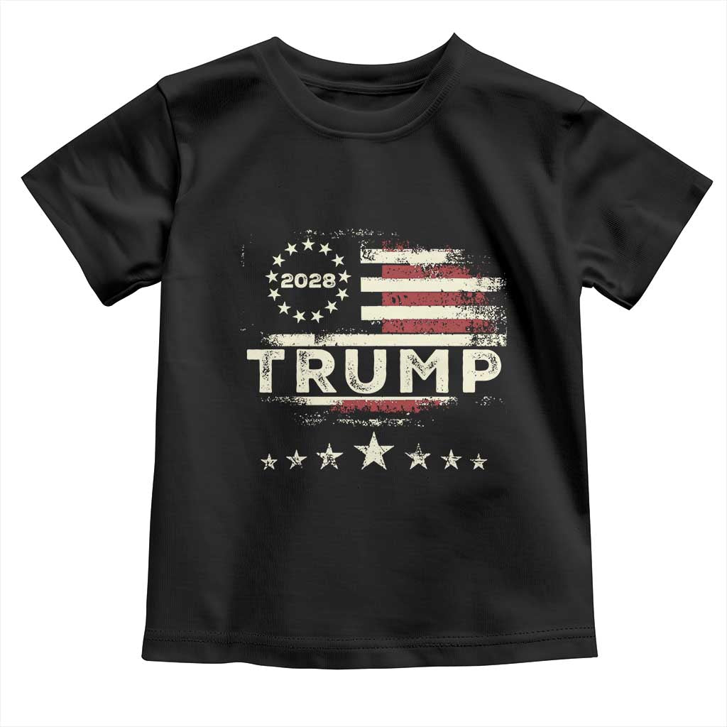 Trump 2028 President Toddler T Shirt Vintage American Flag Election Campaign TS11 Black Print Your Wear
