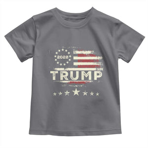 Trump 2028 President Toddler T Shirt Vintage American Flag Election Campaign TS11 Charcoal Print Your Wear