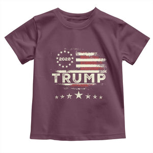 Trump 2028 President Toddler T Shirt Vintage American Flag Election Campaign TS11 Maroon Print Your Wear