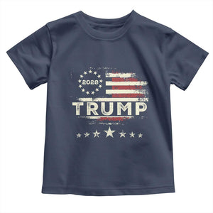Trump 2028 President Toddler T Shirt Vintage American Flag Election Campaign TS11 Navy Print Your Wear