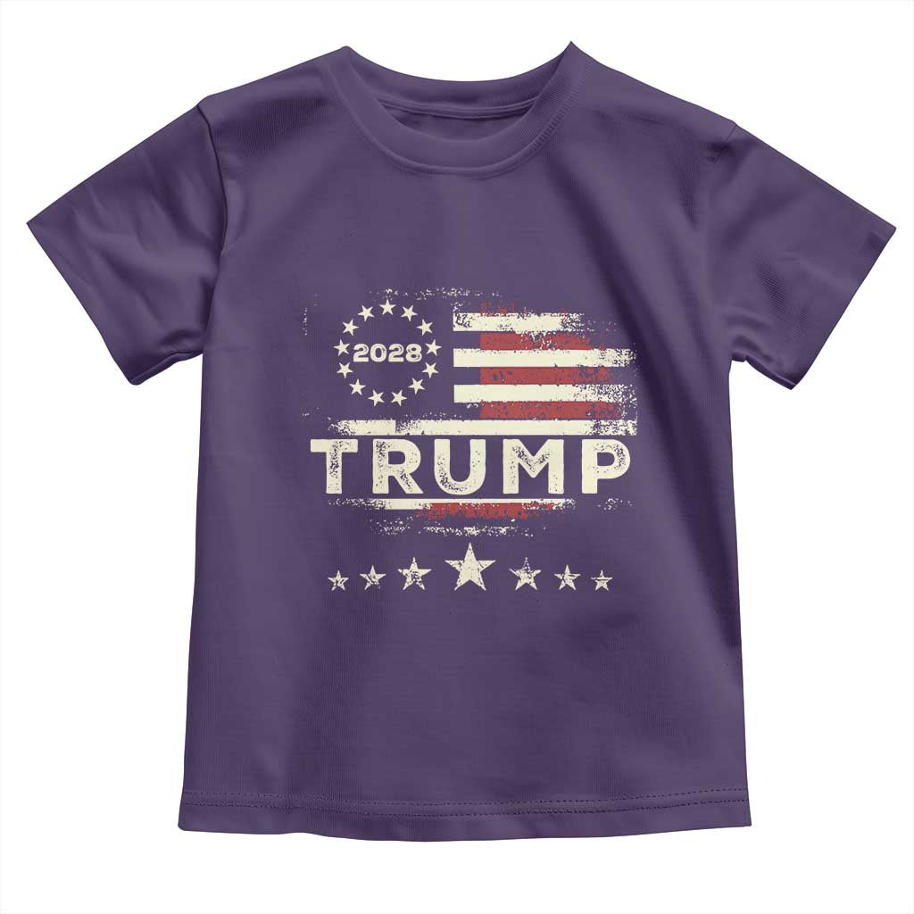 Trump 2028 President Toddler T Shirt Vintage American Flag Election Campaign TS11 Purple Print Your Wear