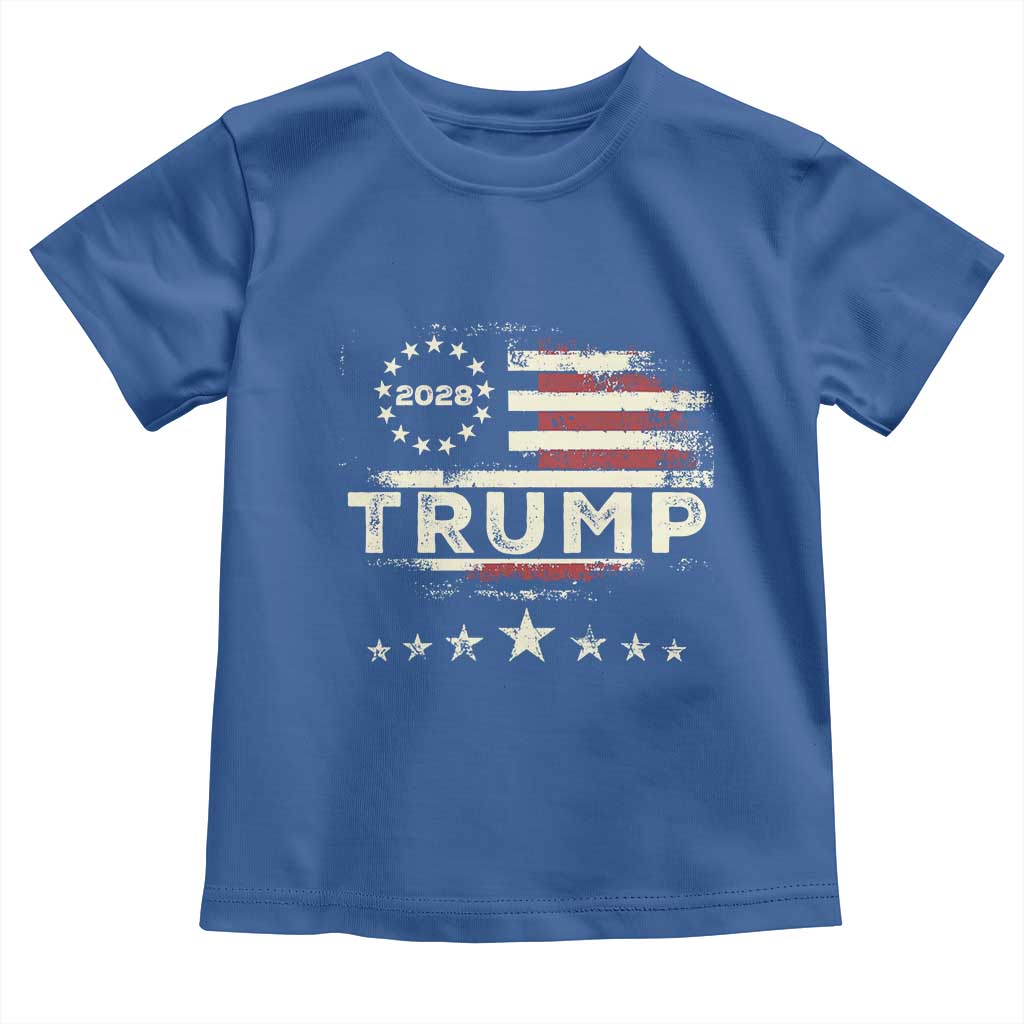 Trump 2028 President Toddler T Shirt Vintage American Flag Election Campaign TS11 Royal Blue Print Your Wear