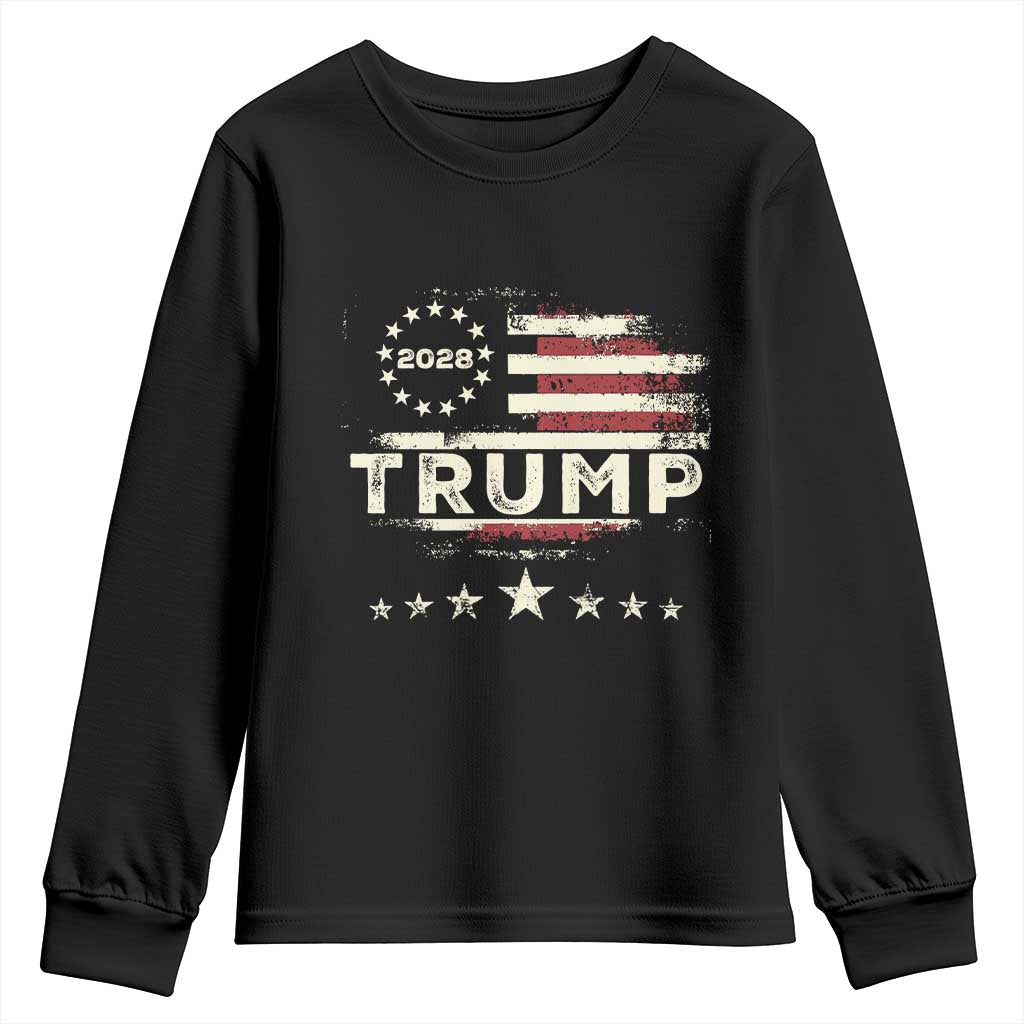 Trump 2028 President Youth Sweatshirt Vintage American Flag Election Campaign TS11 Black Print Your Wear