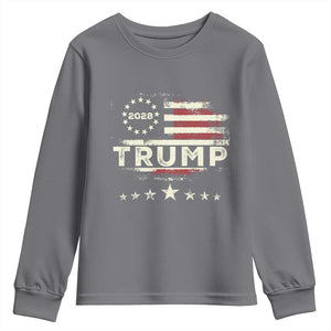 Trump 2028 President Youth Sweatshirt Vintage American Flag Election Campaign TS11 Charcoal Print Your Wear
