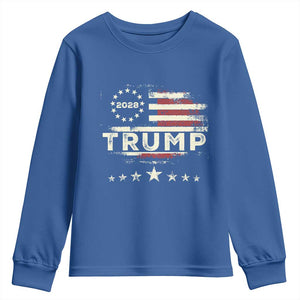 Trump 2028 President Youth Sweatshirt Vintage American Flag Election Campaign TS11 Royal Blue Print Your Wear