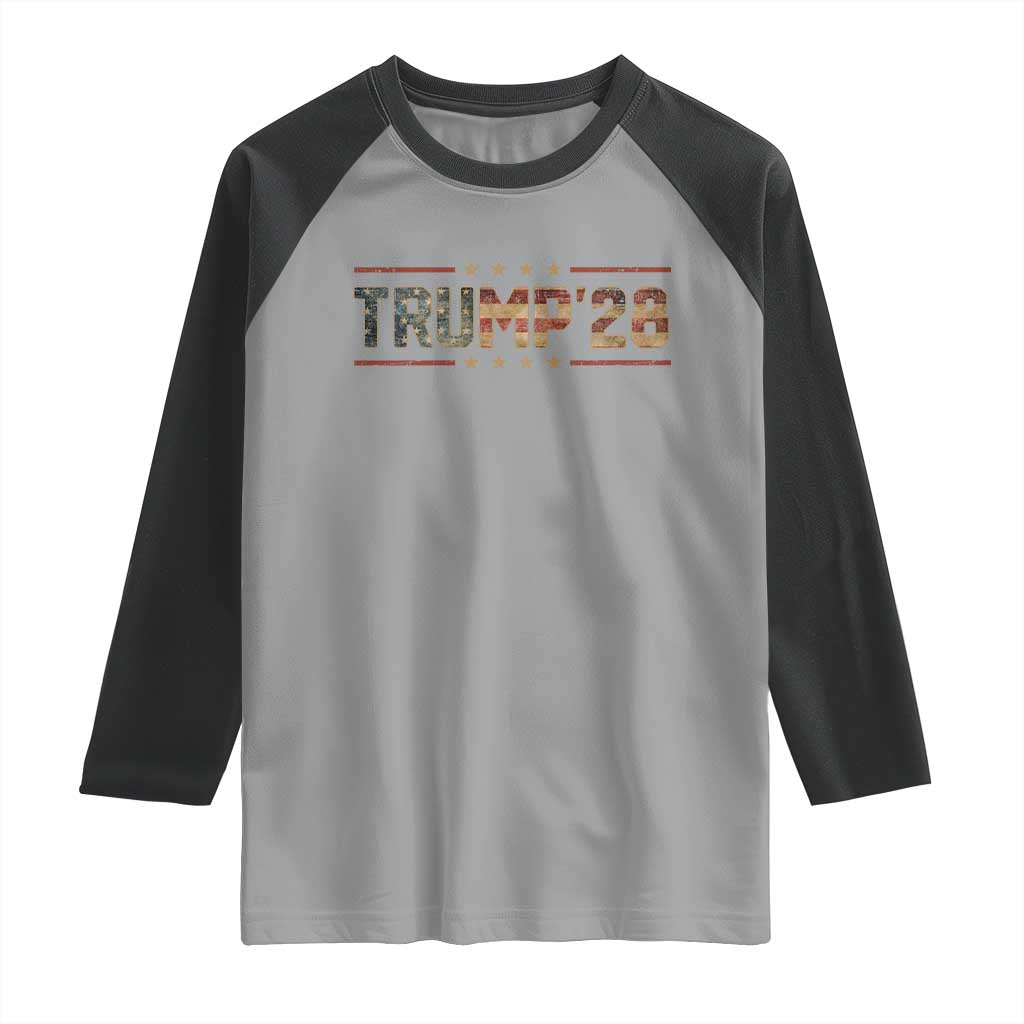 Trump 2028 Raglan Shirt Vote Trump Vintage America US Flag TS11 Sport Gray Black Print Your Wear