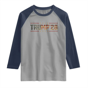 Trump 2028 Raglan Shirt Vote Trump Vintage America US Flag TS11 Sport Gray Navy Print Your Wear