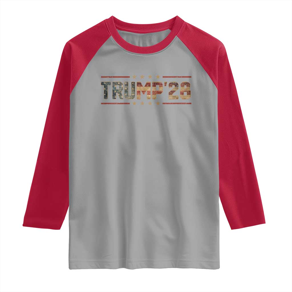 Trump 2028 Raglan Shirt Vote Trump Vintage America US Flag TS11 Sport Gray Red Print Your Wear