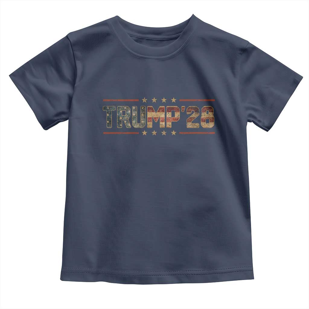 Trump 2028 Toddler T Shirt Vote Trump Vintage America US Flag TS11 Navy Print Your Wear