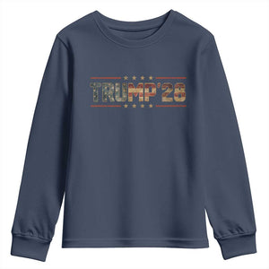 Trump 2028 Youth Sweatshirt Vote Trump Vintage America US Flag TS11 Navy Print Your Wear
