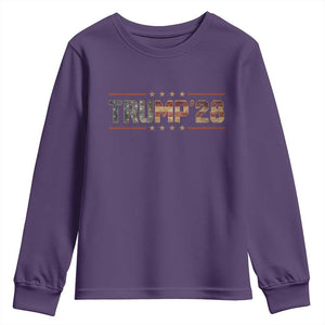 Trump 2028 Youth Sweatshirt Vote Trump Vintage America US Flag TS11 Purple Print Your Wear