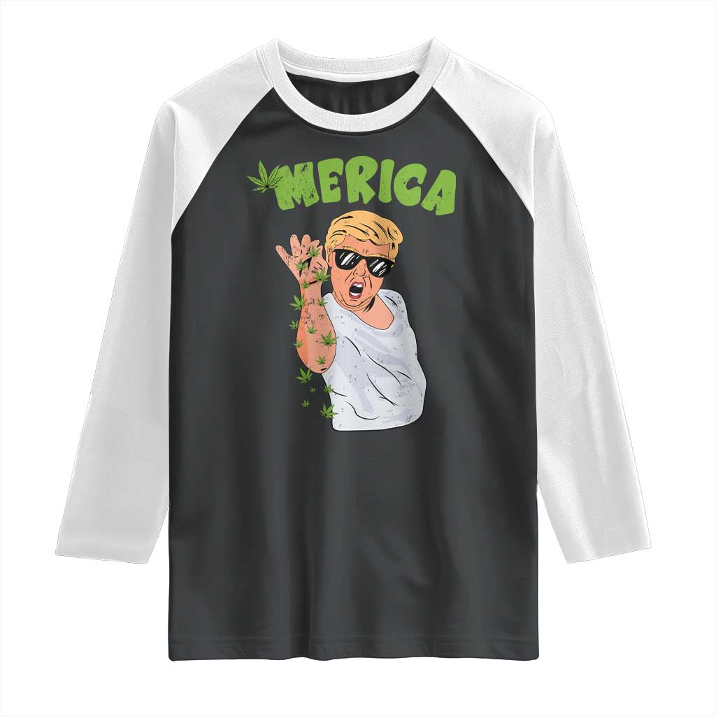 Trump Bae Smoking Weed Cannabis Raglan Shirt Merica Funny Marijuana Bud Stoner 420 Gift TS10 Black White Print Your Wear