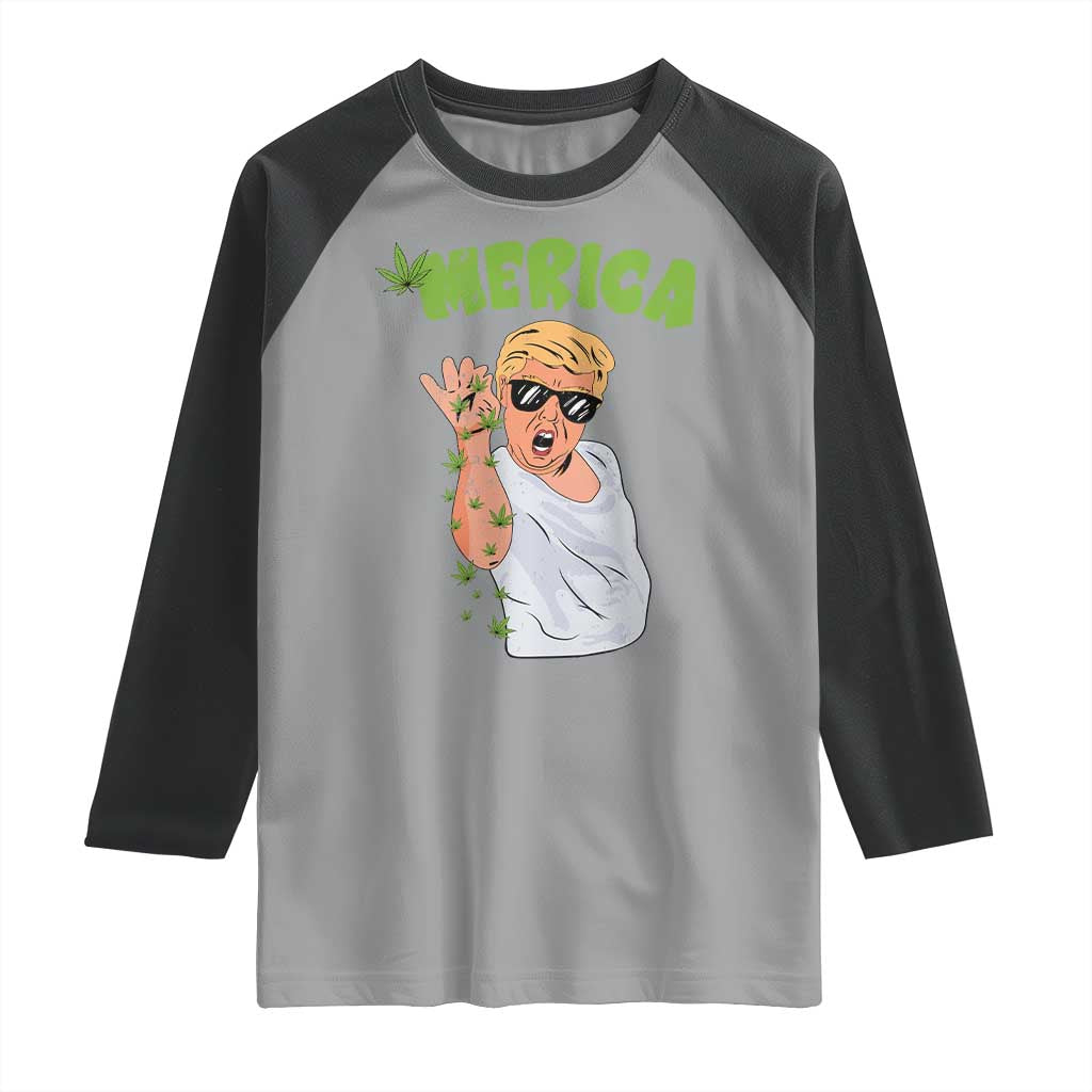 Trump Bae Smoking Weed Cannabis Raglan Shirt Merica Funny Marijuana Bud Stoner 420 Gift TS10 Sport Gray Black Print Your Wear