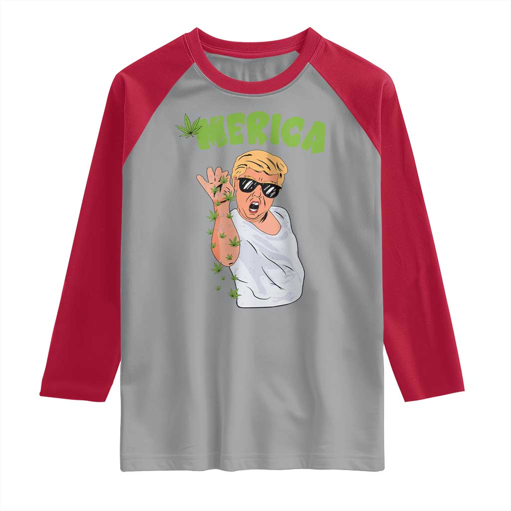 Trump Bae Smoking Weed Cannabis Raglan Shirt Merica Funny Marijuana Bud Stoner 420 Gift TS10 Sport Gray Red Print Your Wear