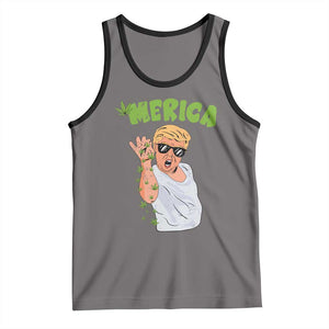 Trump Bae Smoking Weed Cannabis Tank Top Merica Funny Marijuana Bud Stoner 420 Gift TS10 Deep Heather Black Print Your Wear