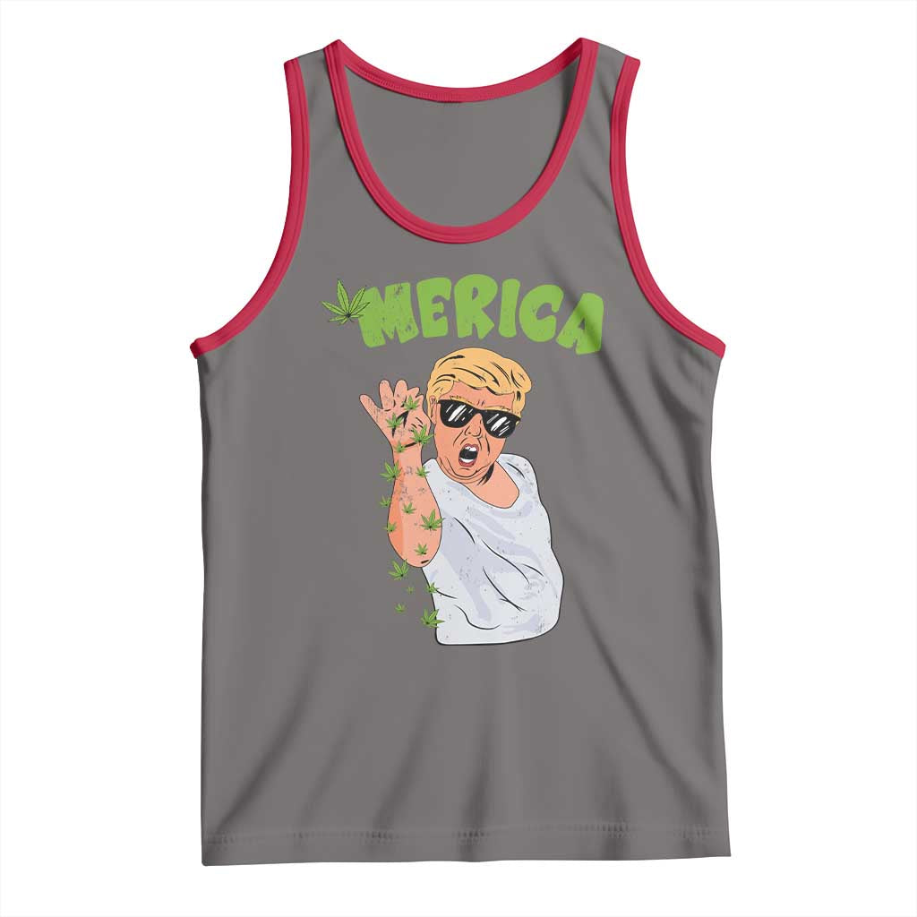 Trump Bae Smoking Weed Cannabis Tank Top Merica Funny Marijuana Bud Stoner 420 Gift TS10 Deep Heather Red Print Your Wear