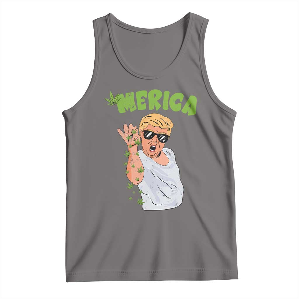 Trump Bae Smoking Weed Cannabis Tank Top Merica Funny Marijuana Bud Stoner 420 Gift TS10 Deep Heather Print Your Wear