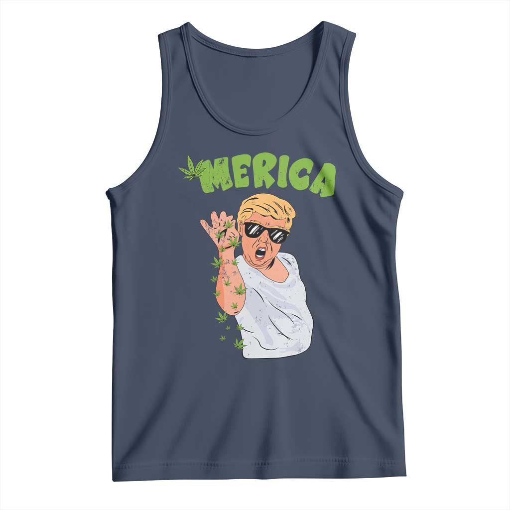 Trump Bae Smoking Weed Cannabis Tank Top Merica Funny Marijuana Bud Stoner 420 Gift TS10 Navy Print Your Wear